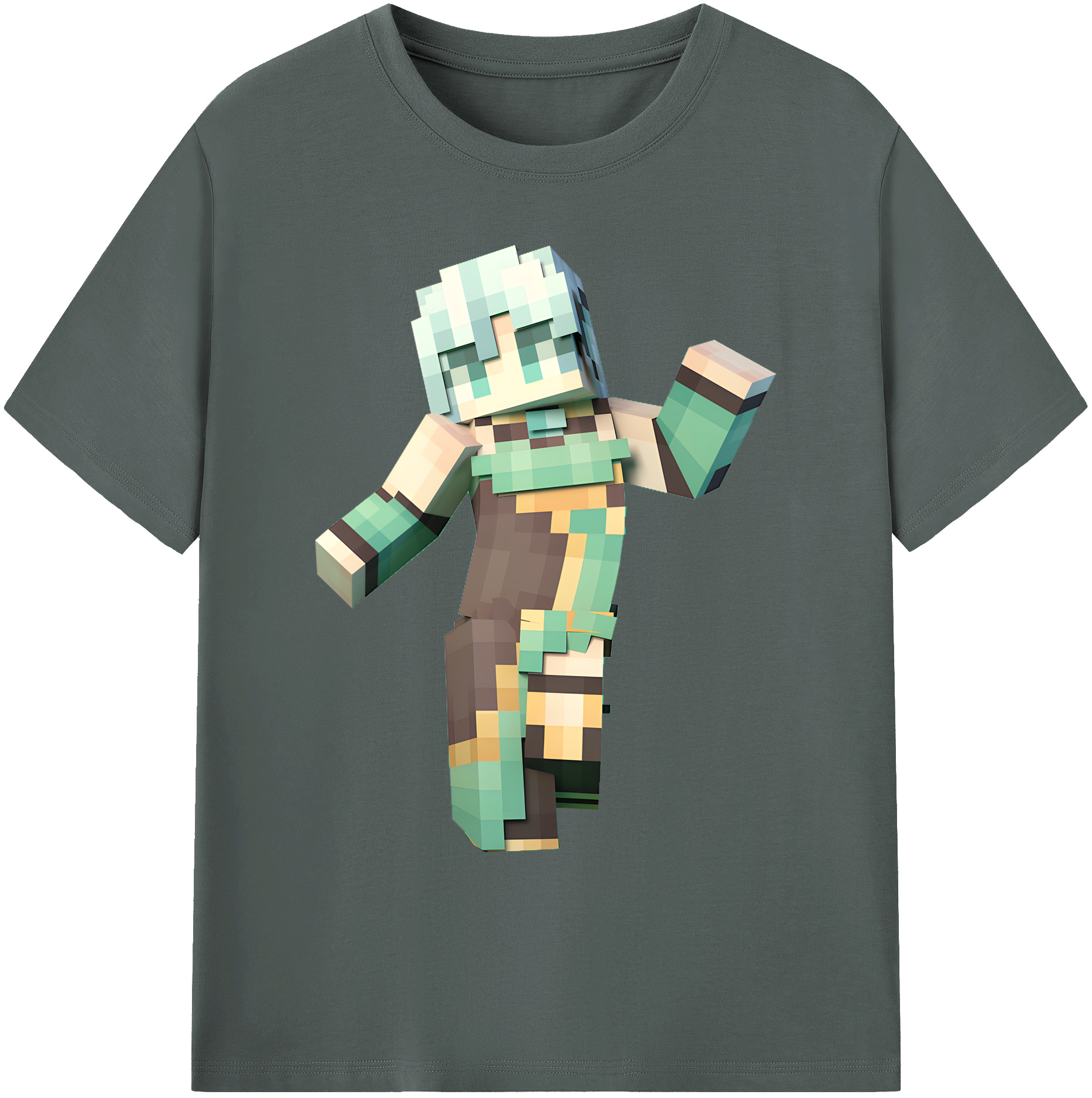 （画像用） マインクラフト ブロックの世界 Minecraft MC Block world 綿100％ メンズ半袖Tシャツ｜肌触りやわらか＆通気性